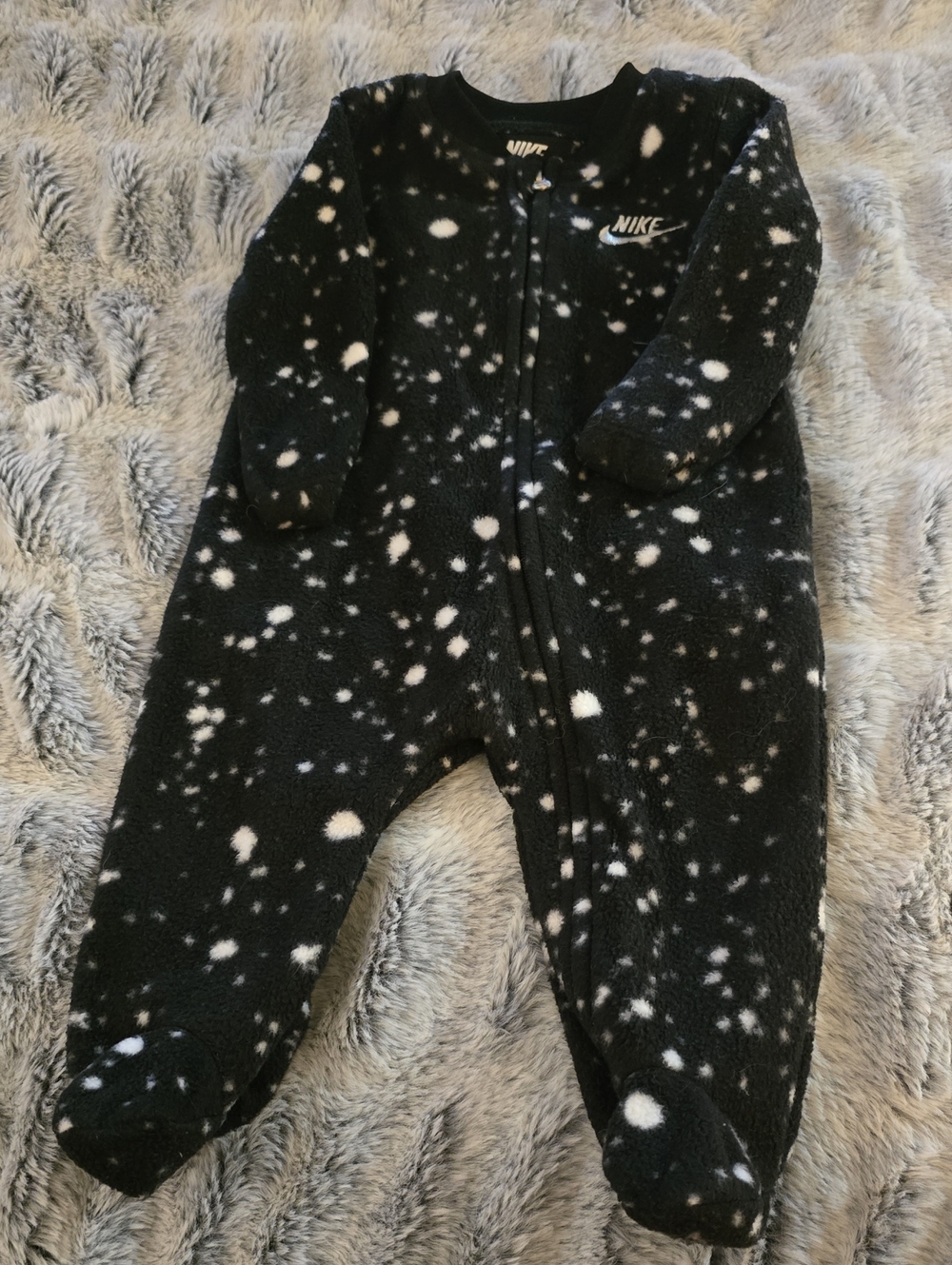 Nike Black Fleece Speckled Footed One-Piece for Kids
